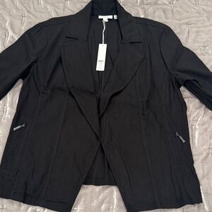 Chico's Black Blazer Jacket 2 NWT Linen Blend
